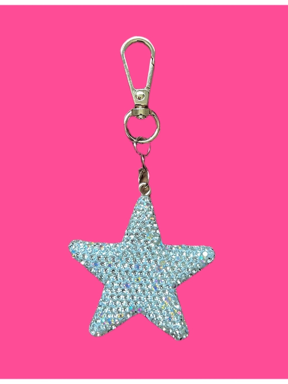 Crystal Star Keychain Bag Charm - Silver Star
